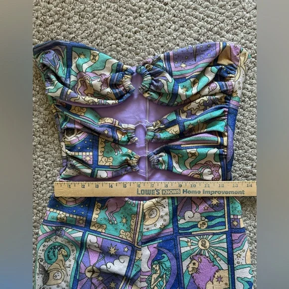 Oceanus x Anthropologie Eden Cutout Strapless Jumpsuit Jumper Purple size M - Picture 7 of 10